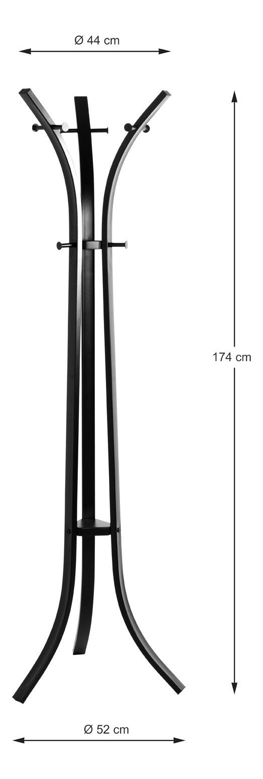 Garderobenständer mit 9 Haken, Stahlrohr schwarz, freistehend – Ansicht 9