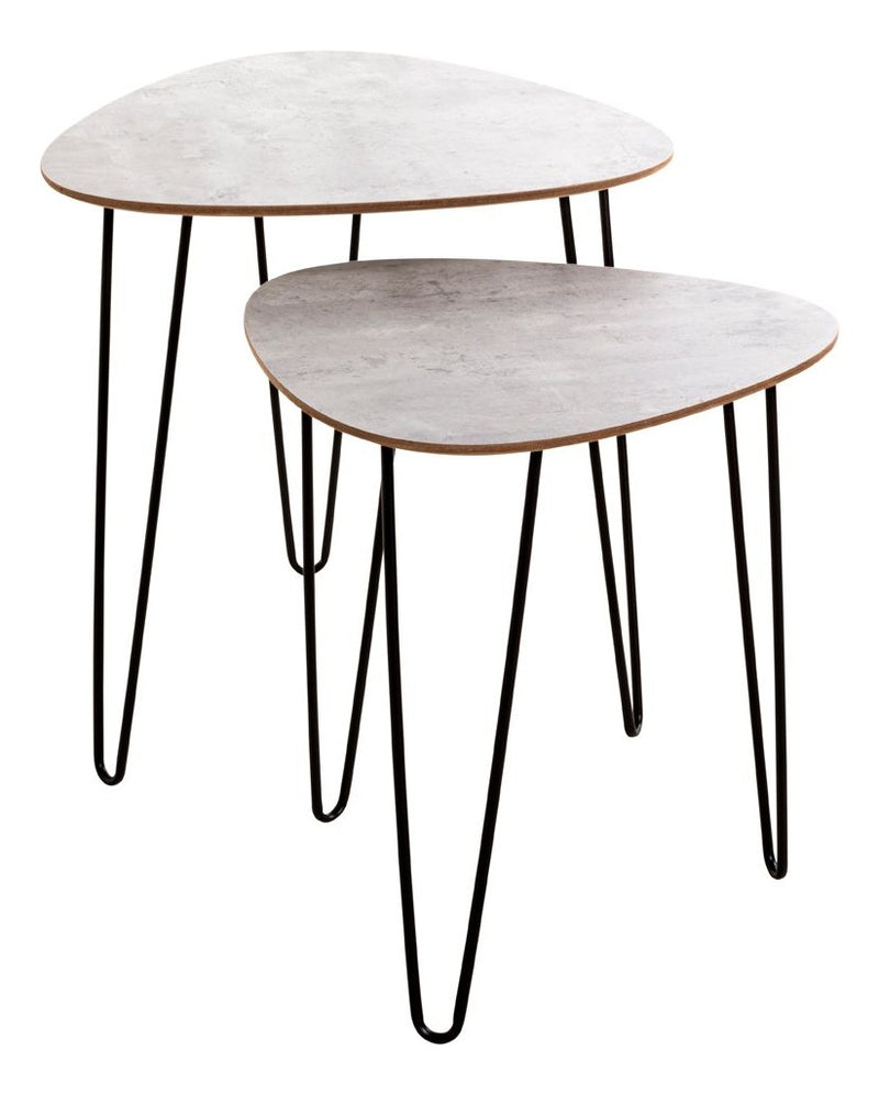 Beistelltisch 2er-Set, Betonoptik mit schwarzem Metallgestell – Ansicht 1