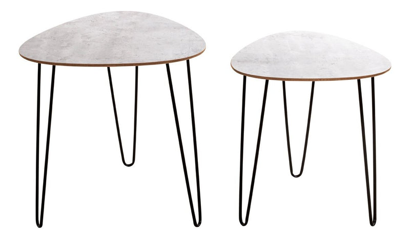 Beistelltisch 2er-Set, Betonoptik mit schwarzem Metallgestell – Ansicht 3