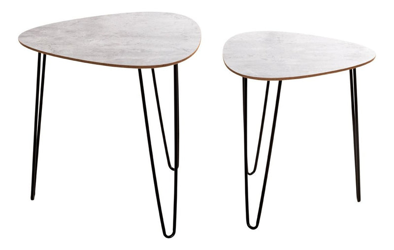 Beistelltisch 2er-Set, Betonoptik mit schwarzem Metallgestell – Ansicht 4