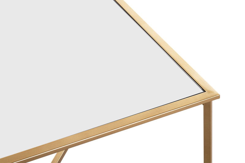 Beistelltisch Art Deco, Gold mit Spiegelablage, 60x60x45 cm – Ansicht 4