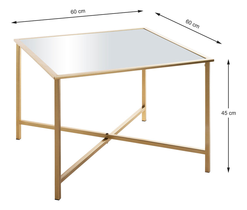 Beistelltisch Art Deco, Gold mit Spiegelablage, 60x60x45 cm – Ansicht 8