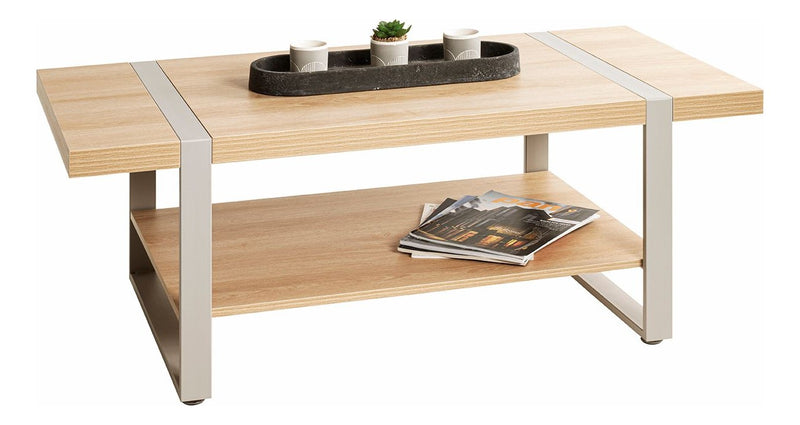 Couchtisch mit Eiche-Dekor und Kaschmirgrauem Gestell – Ansicht 5