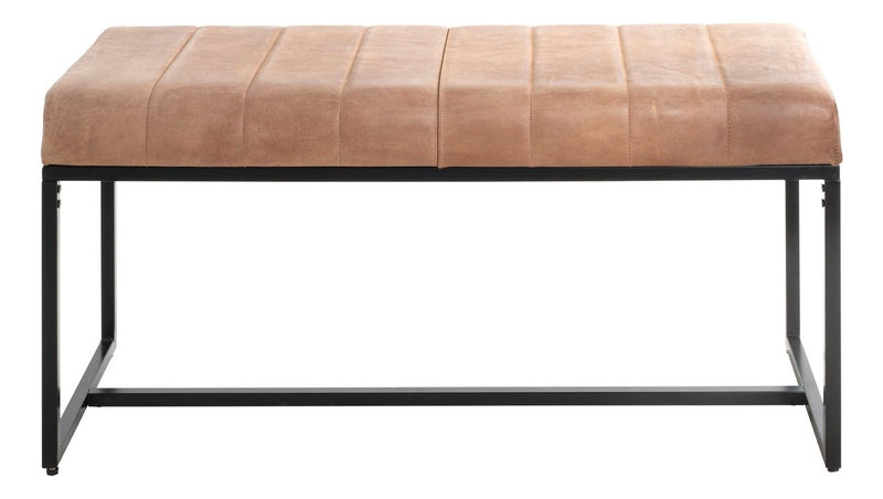 Sitzbank Industrial, Gestell Stahlrohr schwarz, Sitz Leder braun – Ansicht 5