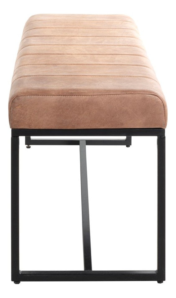 Sitzbank Industrial, Gestell Stahlrohr schwarz, Sitz Leder braun – Ansicht 6