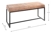 Sitzbank Industrial, Gestell Stahlrohr schwarz, Sitz Leder braun – Ansicht 7