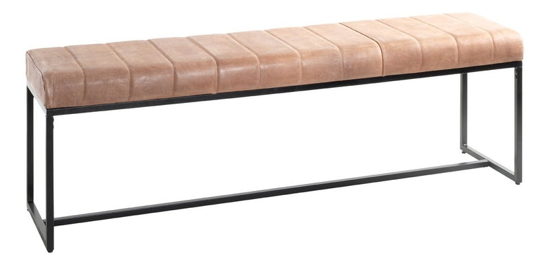 Sitzbank Industrial, Gestell Stahlrohr schwarz, Sitz Leder braun – Ansicht 1
