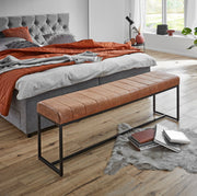Sitzbank Industrial, Gestell Stahlrohr schwarz, Sitz Leder braun – Ansicht 4