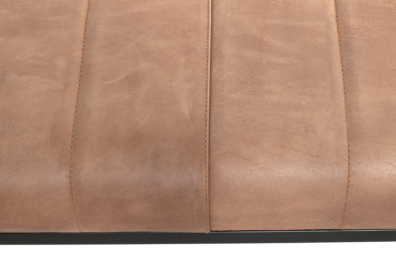 Sitzbank Industrial, Gestell Stahlrohr schwarz, Sitz Leder braun – Ansicht 5