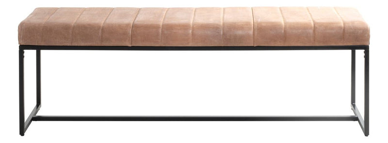 Sitzbank Industrial, Gestell Stahlrohr schwarz, Sitz Leder braun – Ansicht 6