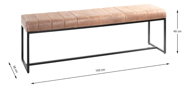 Sitzbank Industrial, Gestell Stahlrohr schwarz, Sitz Leder braun – Ansicht 8