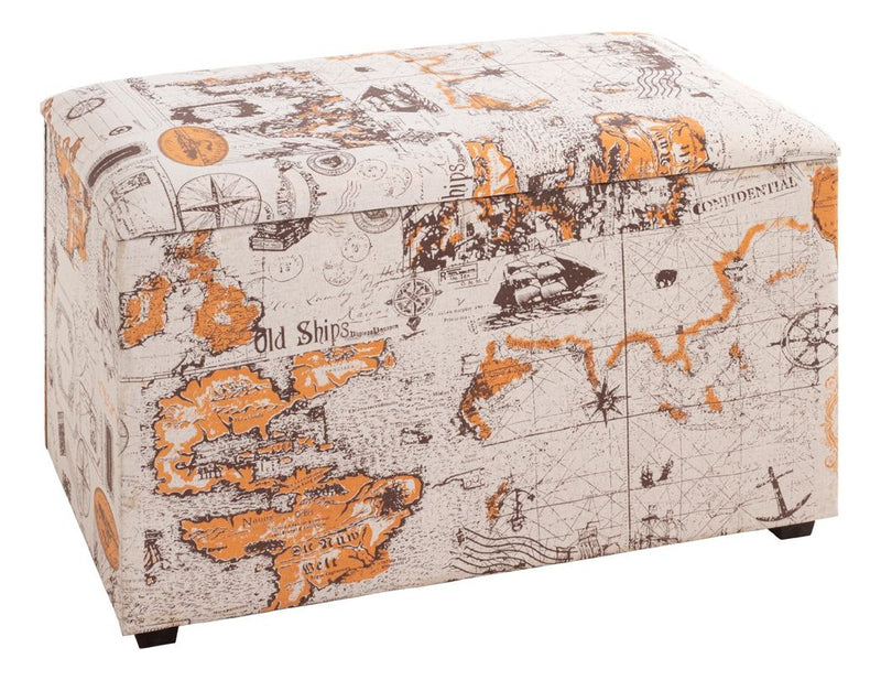 Sitztruhe gepolstert mit Stauraum, Motiv Beige-Braun-Orange – Ansicht 1