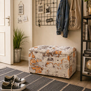 Sitztruhe gepolstert mit Stauraum, Motiv Beige-Braun-Orange – Ansicht 2