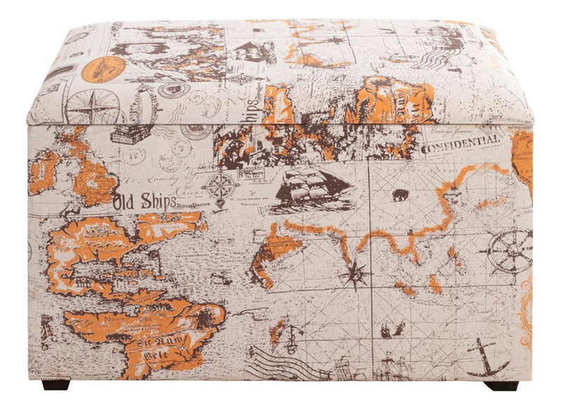 Sitztruhe gepolstert mit Stauraum, Motiv Beige-Braun-Orange – Ansicht 3
