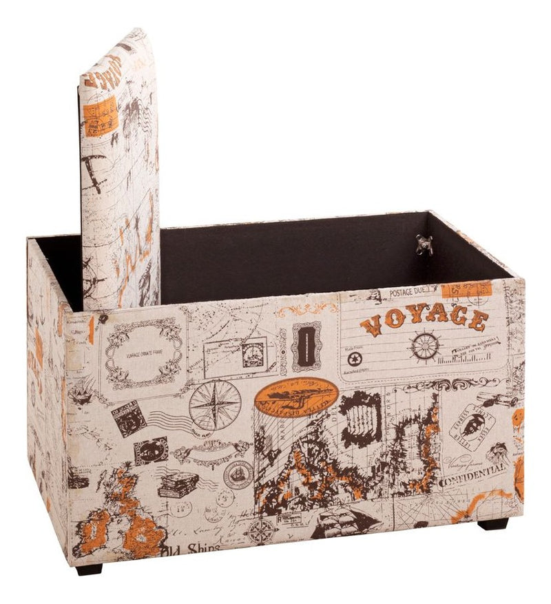 Sitztruhe gepolstert mit Stauraum, Motiv Beige-Braun-Orange – Ansicht 7