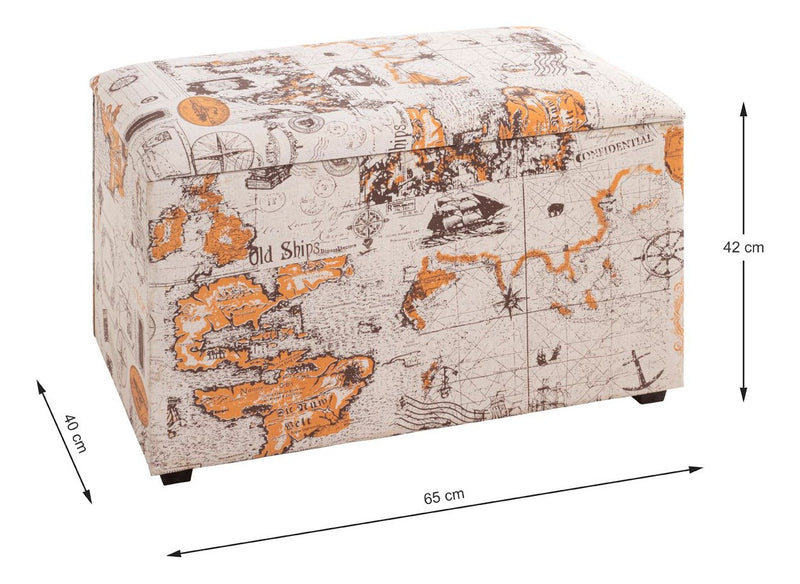 Sitztruhe gepolstert mit Stauraum, Motiv Beige-Braun-Orange – Ansicht 8