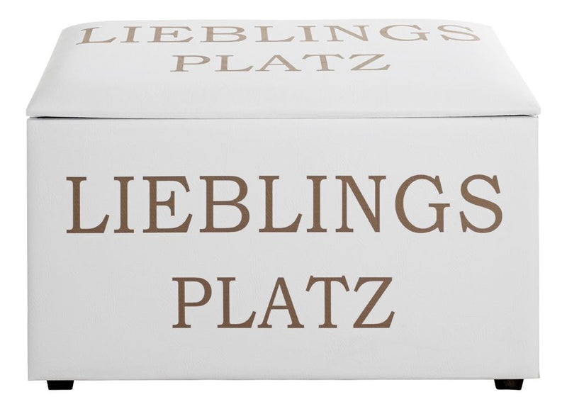 Sitztruhe Lieblingsplatz mit Schriftzug-Motiv, gepolstert, Weiß – Ansicht 2