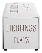 Sitztruhe Lieblingsplatz mit Schriftzug-Motiv, gepolstert, Weiß – Ansicht 3
