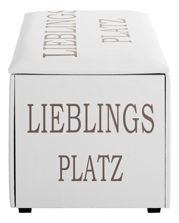 Sitztruhe Lieblingsplatz mit Schriftzug-Motiv, gepolstert, Weiß – Ansicht 3