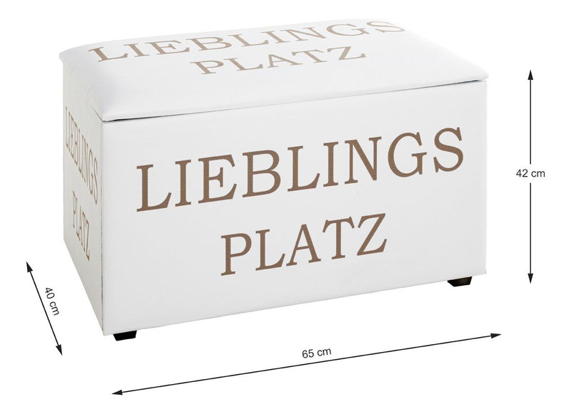 Sitztruhe Lieblingsplatz mit Schriftzug-Motiv, gepolstert, Weiß – Ansicht 5