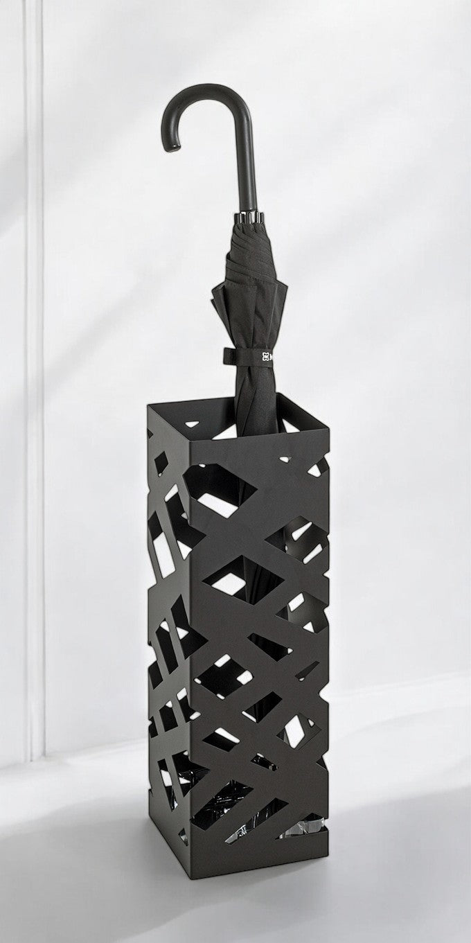 Schirmständer aus Metall, schwarz, quadratisch, 16x16x48 cm – Ansicht 3