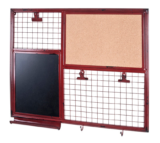 Haku Memoboard Metall rot im Vintage-Look mit Kork-Pinnwand