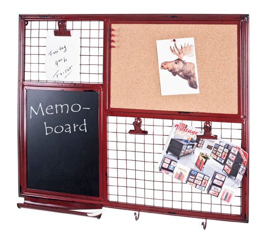 Haku Memoboard Metall rot im Vintage-Look mit Kork-Pinnwand