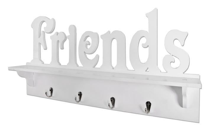 Wandgarderobe mit 4 Chrom-Haken, weiß lackiert, 60 cm – Ansicht 1