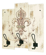 Wandgarderobe mit Ornament-Motiv, 3 Metallhaken, Vintage-Look – Ansicht 1