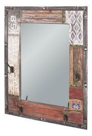 Wandgarderobe mit Spiegel, 4 Metallhaken und Schriftzug-Motiv – Ansicht 1