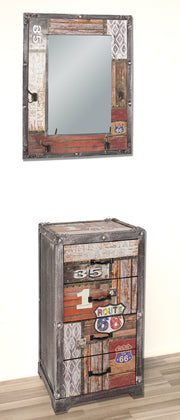 Wandgarderobe mit Spiegel, 4 Metallhaken und Schriftzug-Motiv – Ansicht 2