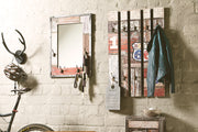 Wandgarderobe mit Spiegel, 4 Metallhaken und Schriftzug-Motiv – Ansicht 3