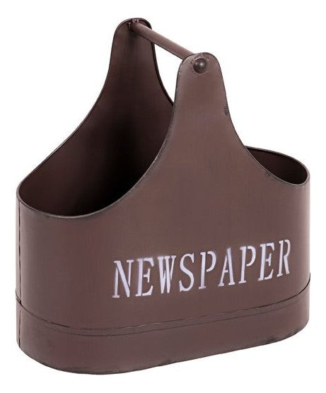 Haku Zeitungsständer oval aus Metall in Vintageoptik, braun-weiß