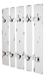 Wandgarderobe mit 10 Haken, Industrial-Stil, antikweiß – Ansicht 1