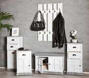 Wandgarderobe mit 10 Haken, Industrial-Stil, antikweiß – Ansicht 2