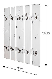 Wandgarderobe mit 10 Haken, Industrial-Stil, antikweiß – Ansicht 4
