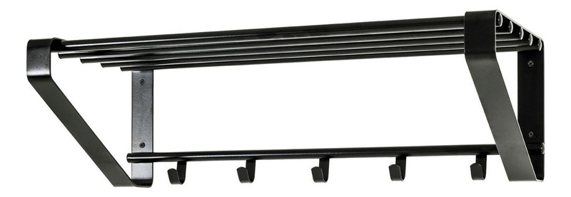 Wandgarderobe mit 5 Haken, schwarz pulverbeschichtet aus Metall – Ansicht 1