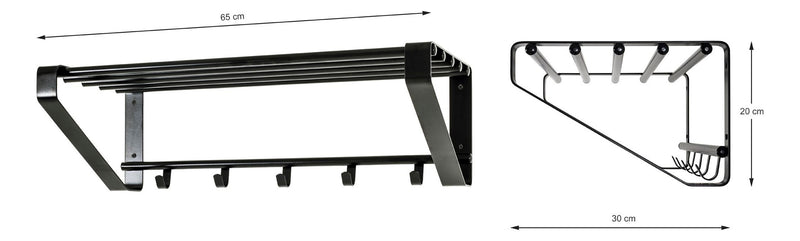 Wandgarderobe mit 5 Haken, schwarz pulverbeschichtet aus Metall – Ansicht 4