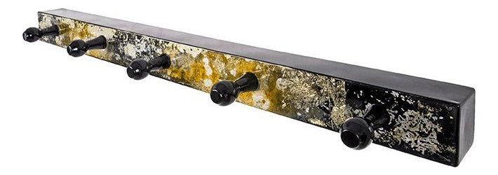 Garderobenleiste mit 5 Haken, Metall schwarz-gold, Art Deco – Ansicht 1
