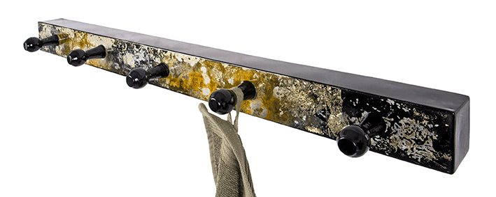 Garderobenleiste mit 5 Haken, Metall schwarz-gold, Art Deco – Ansicht 5