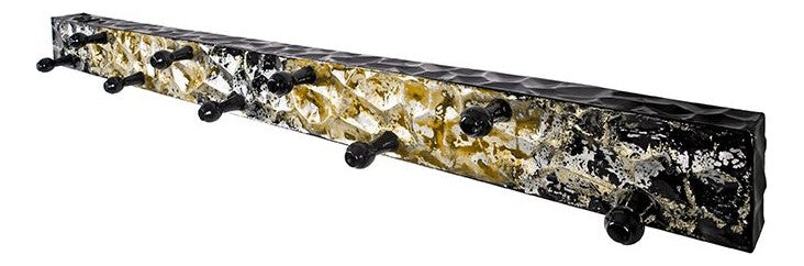 Garderobenleiste mit 9 Haken in Schwarz-Gold, Art Deco – Ansicht 1
