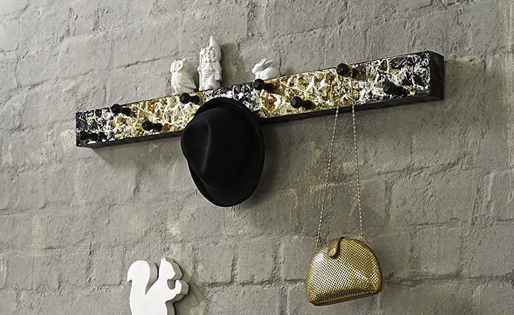 Garderobenleiste mit 9 Haken in Schwarz-Gold, Art Deco – Ansicht 3
