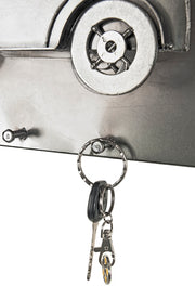 Wandgarderobe mit 5 Haken, Motiv Auto, dunkel verchromt aus Metall – Ansicht 2