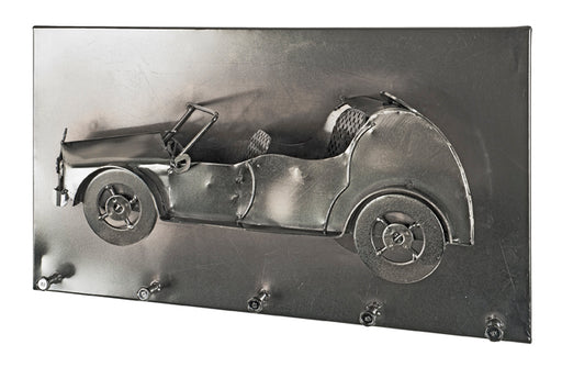 Wandgarderobe mit 5 Haken, Motiv Auto, dunkel verchromt aus Metall – Ansicht 1