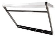 Wandgarderobe mit 6 Haken, Kleiderstange und Ablage, chrom-weiß – Ansicht 1