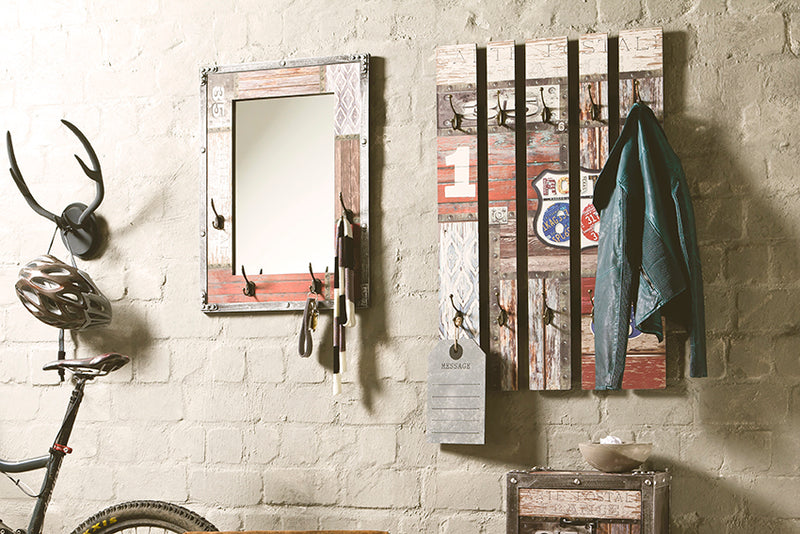 Wandgarderobe mit 10 Haken, Vintage-Dekor in Braun, Industrial-Stil – Ansicht 2