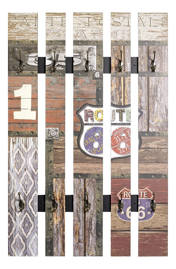 Wandgarderobe mit 10 Haken, Vintage-Dekor in Braun, Industrial-Stil – Ansicht 5