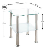 Beistelltisch aus Edelstahl mit Sicherheitsglas-Ablagen, weiß – Ansicht 5