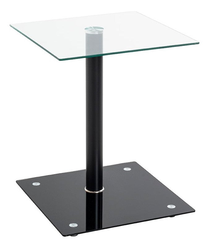 Haku Beistelltisch quadratisch, schwarz mit Sicherheitsglas-Ablage