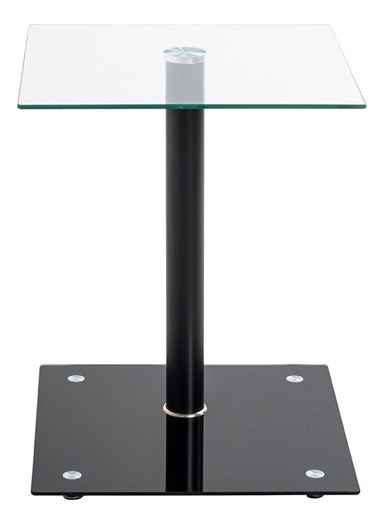 Haku Beistelltisch quadratisch, schwarz mit Sicherheitsglas-Ablage